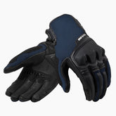 Guanti Duty, un guanto con protezione nocche e polpastrelli Connect. Colore Nero-Blu. Di REV'IT!.